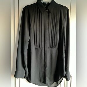 J Crew Black Sheer Crepe Tuxedo Tunic top, MSRP $119, 0